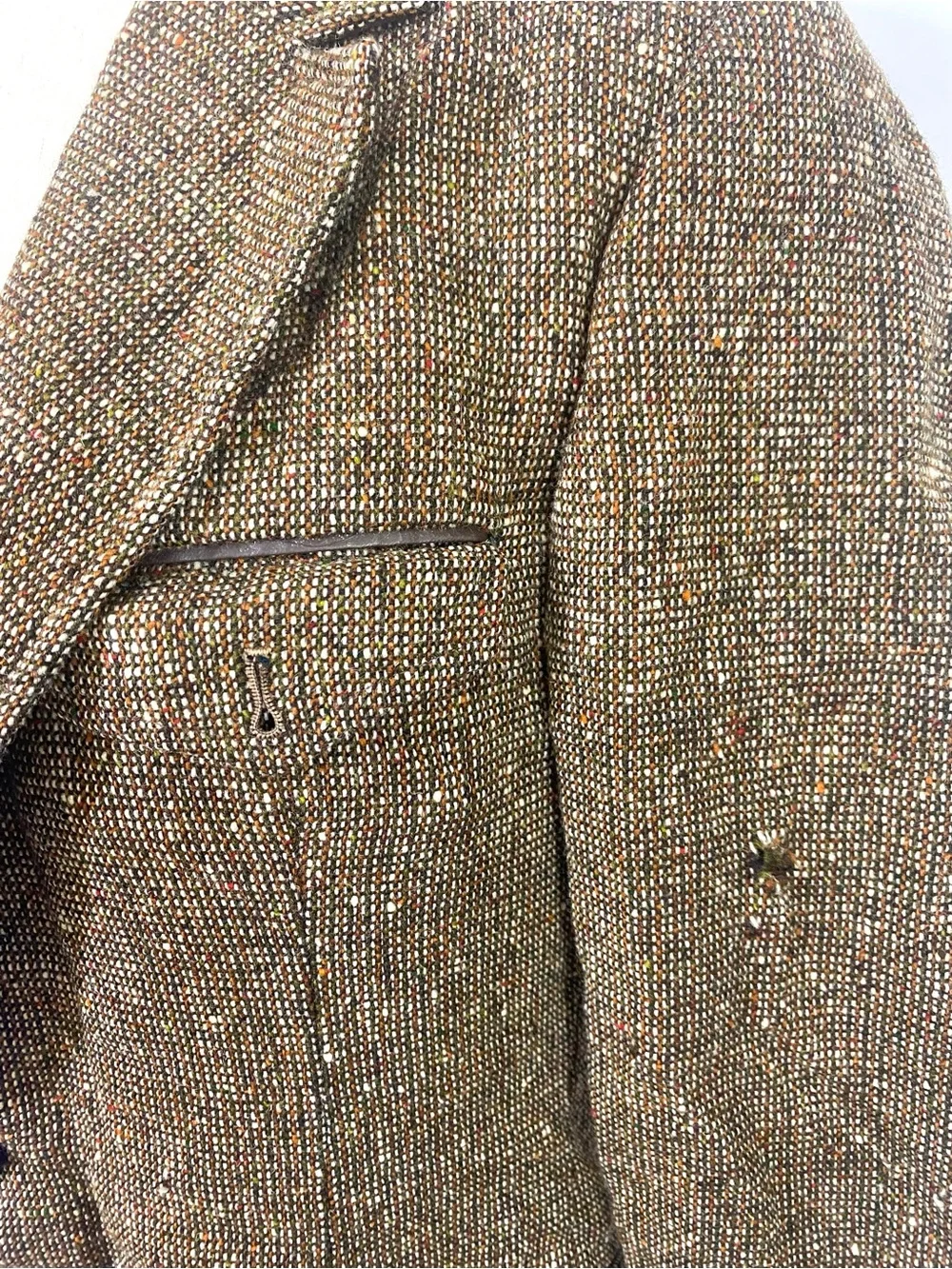Men's Vintage University Label Brown Tweed Blazer Two-Button Sport Coat Medium